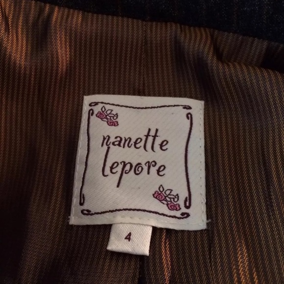 NANETTE LEPORE Wool Blazer striped gray brown Bow - Picture 6 of 7